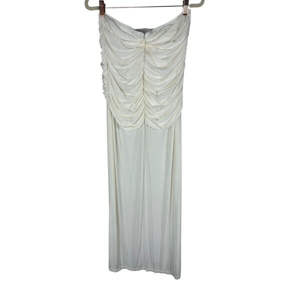 Michael Costello x Revolve Magnolia Maxi Skirt Ruched Vacation Beachy Ivory M - Picture 6 of 8